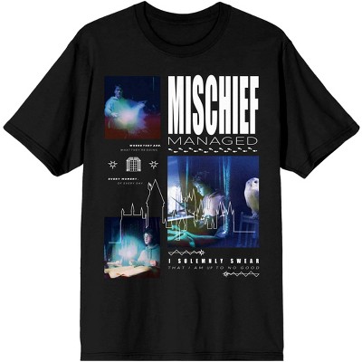 Harry Potter & Hedwig Mischief Managed Men's Black Graphic Tee Shirt