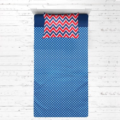 Bacati - MixNMatch Navy Red Chevron Dots 3 pc Toddler Sheet Set