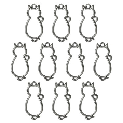 Unique Bargains Alloy Necklace Resin Casting Cat Shaped Pendant Frames 1.5" 10 Pcs
