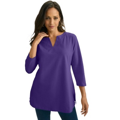 Jessica London Stretch Cotton Notch Neck Tunic