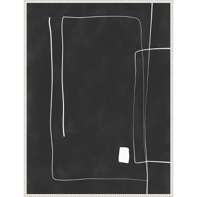 32"x42" Black and White 36 by Elena Ristova Framed Canvas Wall Art Print White - Amanti Art