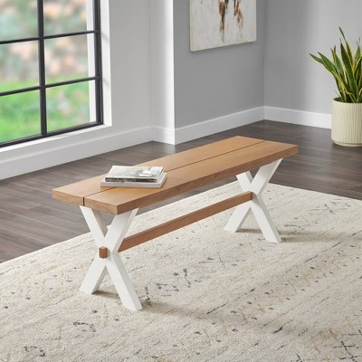 48" Chelsea Dining Bench Warm Cherry - Alaterre Furniture: Solid Birch, X-Leg Trestle Base, for Entryway or Bedroom