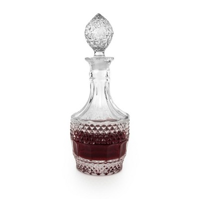 Twine Vintage Crystal Decanter - Cut Crystal Liquor Decanter for Wine, Dishwasher Safe Crystal, 26 Ounces - Set of 1