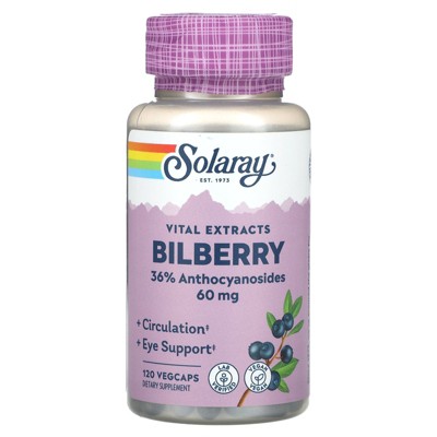 Solaray Vital Extracts, Bilberry, 60 mg, 120 VegCaps