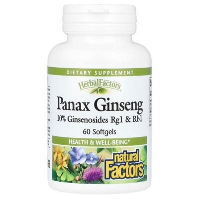 Natural Factors HerbalFactors, Panax Ginseng, 100 mg, 60 Softgels