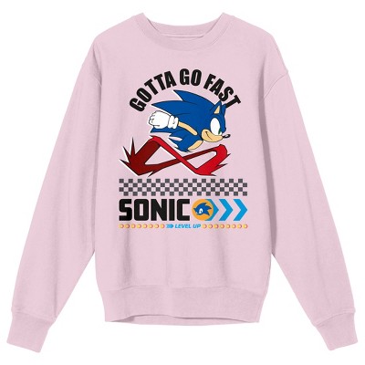 Sonic The Hedgehog Modern Gotta Go Fast Crew Neck Long Sleeve Cradle Pink Men's Sweatshirt