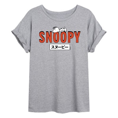 Women's - Peanuts - Snoopy Red Oversized Graphic T-Shirt
