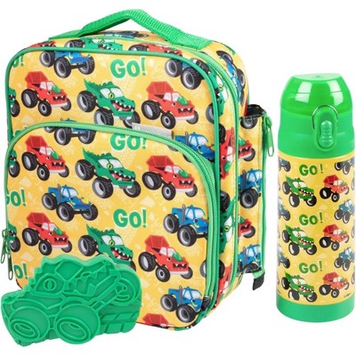 Bentology Kids Lunch Bag Set (Owl) w Water Bottle & Ice Pack- Insulated Tote, Stainless Steel Thermos, Ice Pack- Back To School Lunchbox Kits