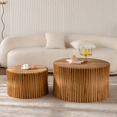 KIGFTSOD Vintage Fashion Style Cylindrical Nesting Coffee Table Set for Living Room, Office and Dining Room