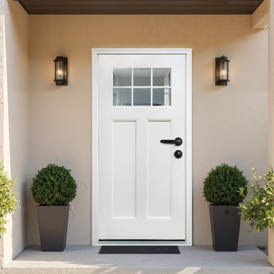 PexFix 36"x80" 6-Lite 2-Panel Fiberglass Composite Door White Left Hand Inswing Entrance Door Exterior Front Entry Doors With 4-9/16 Frame