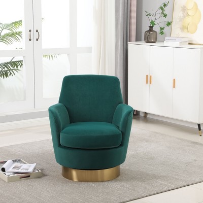 NicBex Modern Wood Swivel Accent Chair, Velvet Fabric Arm Chair with Iron Base, Living Room Chair for Bedroom