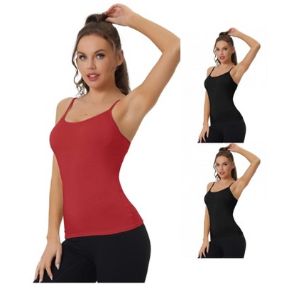 INSPIRE CHIC Women's Built-in Bra Padded Adjustable Spaghetti Strap Sleeveless Camisoles 3 Packs