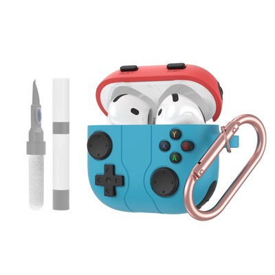 HTUTWOO Earphone Case Cover for AirPods 4 with Cleaning Kit Retro Handheld Game Console Design for AirPods 4th Generation Case