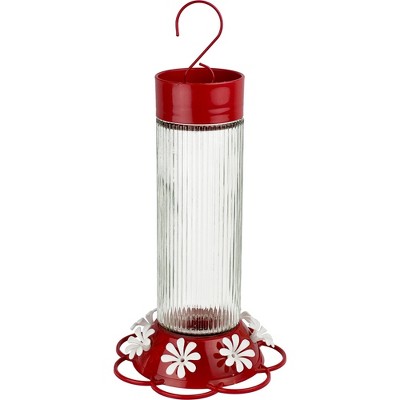 Nature's Way 28oz Ribbed Rose Glass Hummingbird Feeder: Easy Clean, Weather-Resistant, 7 Feeding Stations