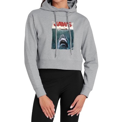 Jaws Poster Cropped Hoodie Pullover Sweatshirt