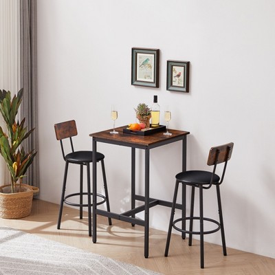 NicBex Table and Chairs Set for 2 Bistro Table and Chairs Set with 2 Bar stools PU Soft Seat with Backrest for Kitchen,Dining Room
