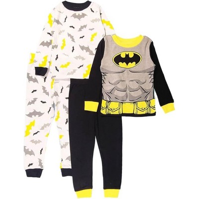 DC Comics Little/Big Boys' 4-Piece Batman Cotton Pajama Sets