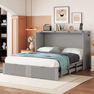 Full Size Murphy Bed with Drawer and USB Ports