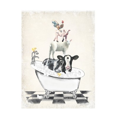 Canvas Wall Art - Jean Plout 'Farm Animals Bath E' Wall Art for Living Room, Bedroom, or Office Décor by Trademark Fine Art - 14 x 19 Inches