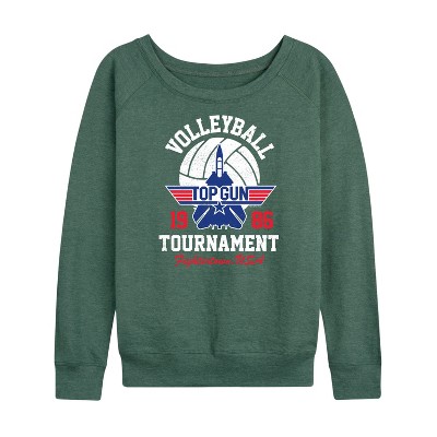Women's - Top Gun - Volleyball Tournament Lightweight French Terry Wide Neck Long Sleeve Graphic Shirt