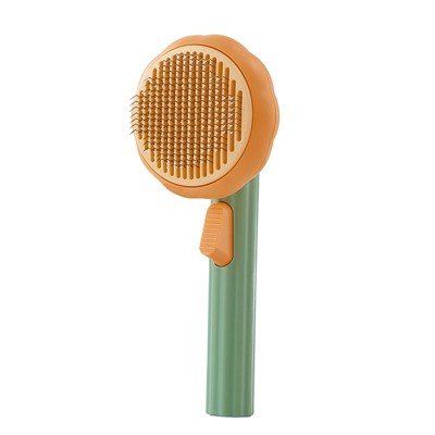 BABYYER Pumpkin Self Cleaning Brush Self-Cleaning Dog & Cat Slicker Brush, Skin Friendly Deshedding Grooming Tool for Long or Short Haired Dogs Cats