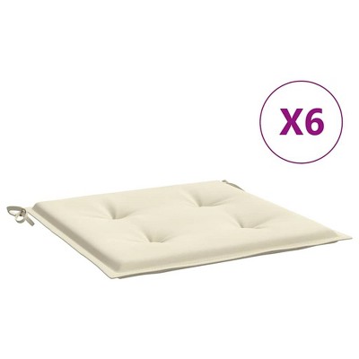 vidaXL-Cream Cushions, Outdoor Garden Chair Seat Pads, Comfortable, 100% Polyester Oxford Fabric, Foam Fiber Fill, 15.7"x15.7"x1.2", Set of 6