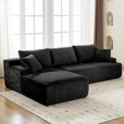 Modular Sectional Sofa, 106" Modular Cloud Couch, L-Shaped Corduroy Sectional Sofa with Chaise, No Assembly, Ultra-Plush Comfort