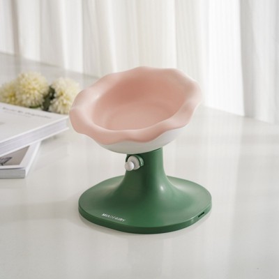 FairyLand™ Adjustable Elevated Cat Bowl – Ergonomic Tilted Raised Food & Water Dish, Flower Design, Anti-Vomit Feeding