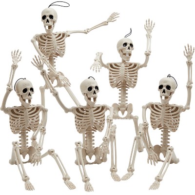 Joyfy 1/2/5/10 PCS 16" Posable Skeleton Halloween Decorative Props for Indoor/Outdoor Halloween Decorations Graveyard Haunted House Spooky Scene Party