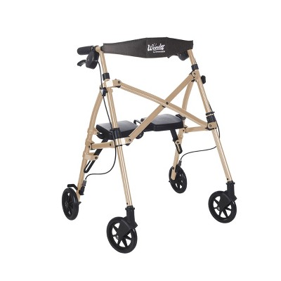 Stander Space Saver Rollator, Lightweight 4- Wheel Folding Walker with Seat