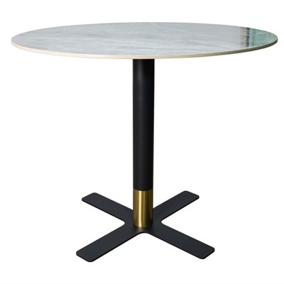 Round Dining Table with Sintered Stone Top and X-Shaped Stainless Steel Pedestal Base – Seats 2–3 People, Kitchen & Dining Room Table for Cafes