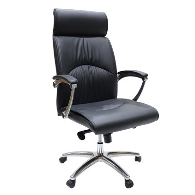 LeisureMod Modern Office Chair - Leather with Stainless Steel Frame Vantage Collection