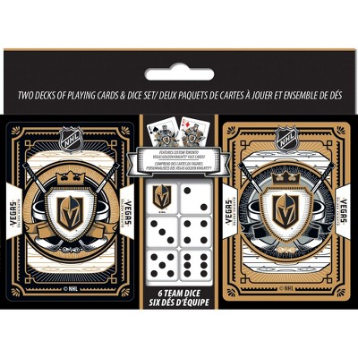 MasterPieces Officially Licensed NHL Las Vegas Golden Knights 2-Pack Playing cards & Dice set for Adults