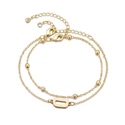 Adornia 14k Gold Plated Initial Bracelet Set