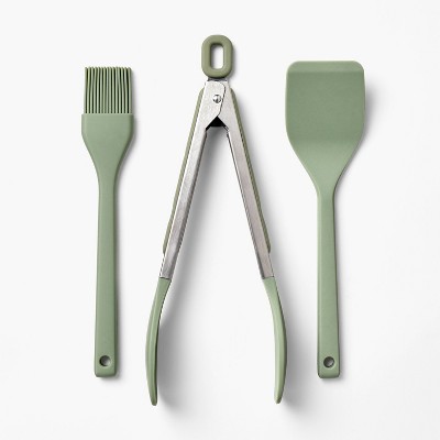 3pc Silicone Mini Turner Basting Brush and Tongs Set - Figmint™