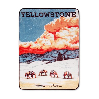 Silver Buffalo Yellowstone "Protect The Family" Raschel Throw Blanket | 45 x 60 Inches