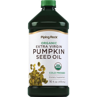 Piping Rock Organic Pumpkin Seed Oil | Cold Pressed Supplement | 16 fl oz