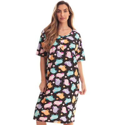 Just Love Womens Nightgown - Short Sleeve Henley Oversized Sleepwear Gown
