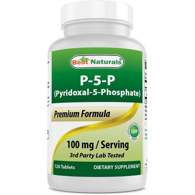 Best Naturals P5P Vitamin B6 (Pyridoxal 5 Phosphate) 100 mg/Serving - 120 Tablets - an Active Form of Vitamin B6.