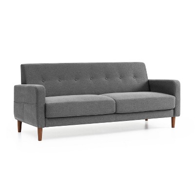 Adair Mid-Century Modern Sofa Couch with Armrest Pockets Tufted Linen Fabric - Mellow