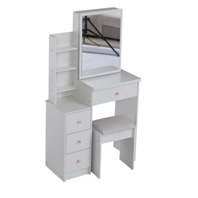 SEVOBAL Dressers Modern Vanity Table Set with Sliding Mirror Cushioned Stool and Storage for Bedroom, White, 29.2"*12.6"*50.4"