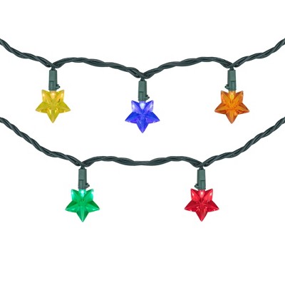 Northlight LED Star Shaped Indoor Outdoor Patio Light Set - MultiColor - 4.5' Green Wire - 20ct