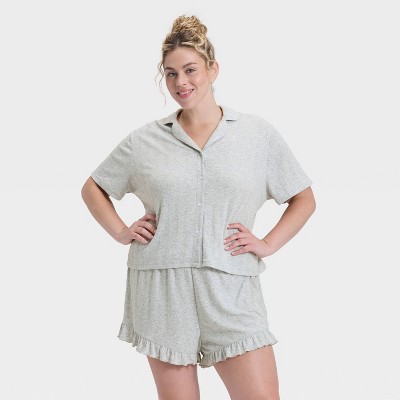 Women's Pointelle Notch Collar Shirt and Shorts Pajama Set - Wild Fable™