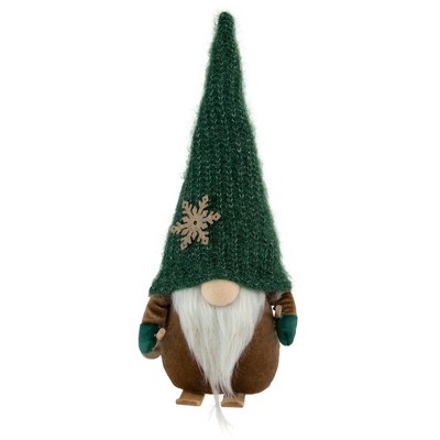 Northlight Skiing Gnome with Snowflake Knitted Hat Christmas Decoration - 12.5"