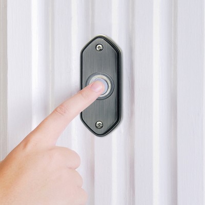 IQ America DP1212A Wired Doorbell, Pewter Contemporary Lighted Pushbutton Doorbell
