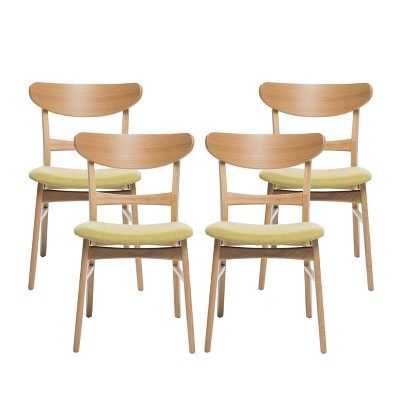 Christopher Knight Home Isador Mid Century Modern Upholstered Rubberwood Dining Chairs (Set of 4)