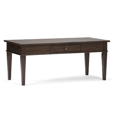 44" Sterling Solid Wood Coffee Table with Drawer, Lacquered Finish - WyndenHall