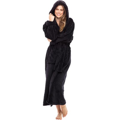 ADR Women's Robe, Plush Fleece Women's Bathrobe with Hood, Long Fluffy Fuzzy Bath Robe Pink Purple Plus Size