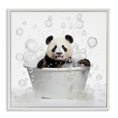 Stupell Industries Panda Bubble Bath Black Framed Giclee Art