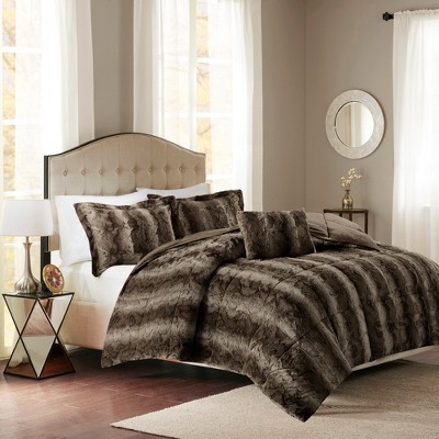 Madison Park Marselle Brushed Faux Fur Comforter Set